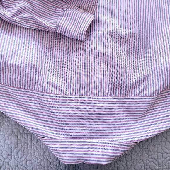 NWOT Frank and Eileen, relaxed button down, Navy and Pink Stripe, Superluxe - Picture 6 of 6